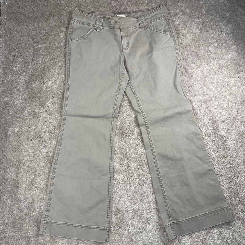 Maurices Brown Flare Bootcut Pants Contrast Stitch Size 13/14 Y2k Boho Low Rise